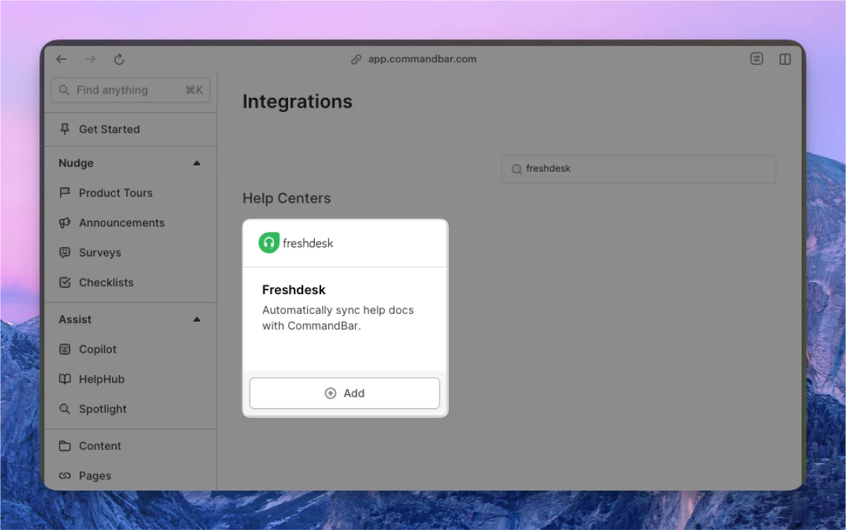 Freshdesk integration card