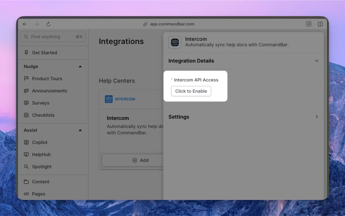 Intercom API access