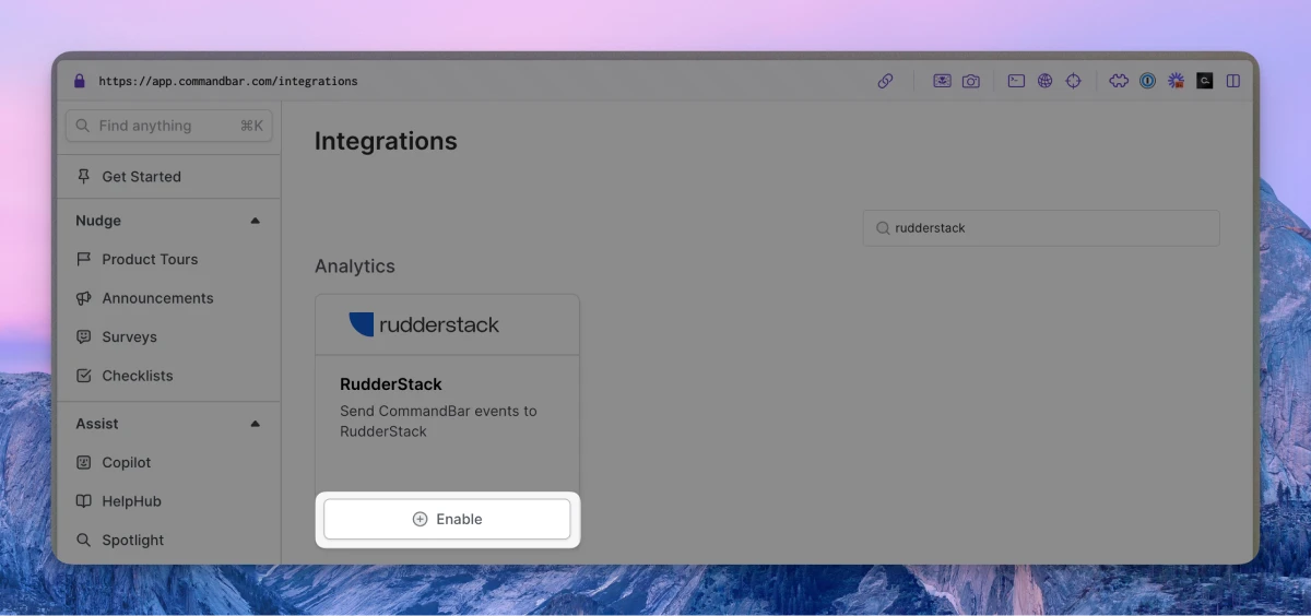 RudderStack integration card