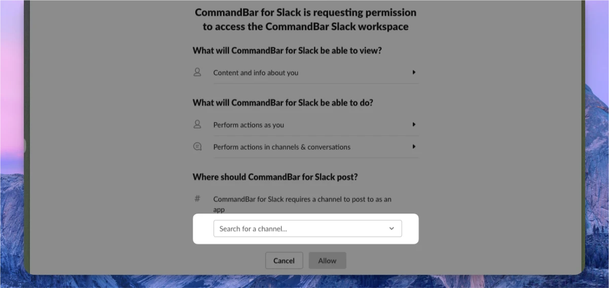 Allow Command AI access to Slack